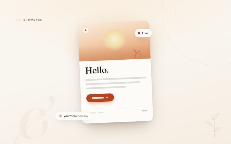 A one-page Showcase storefront we built
